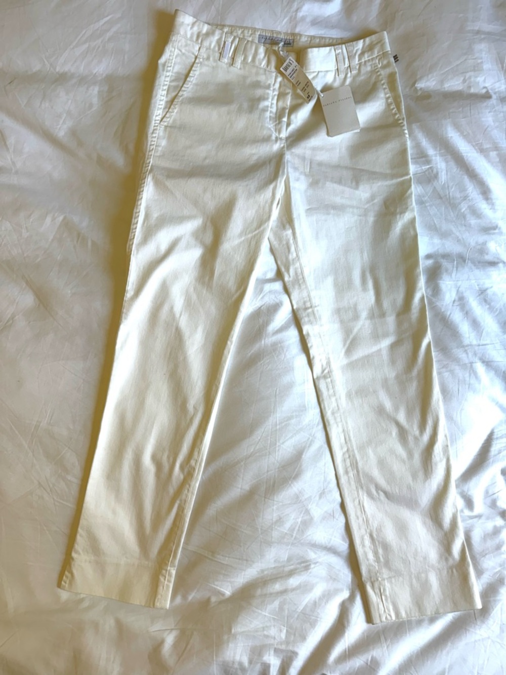 Fabiana Filippi Designer Italian Cotton Garbadine Trousers Natural White- Size 2